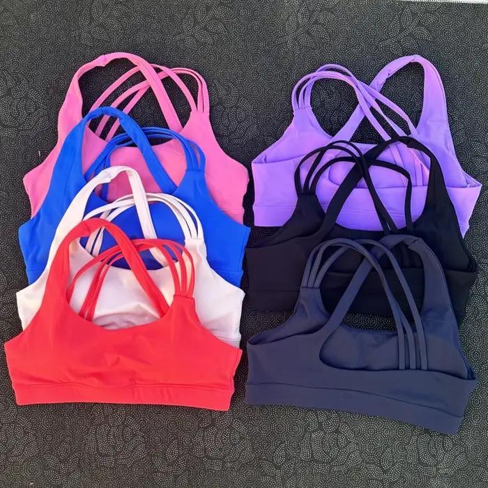 Soutien-gorge de Sport pour femmes, couleur unie, haute résistance, bretelles croisées, sous-vêtemen