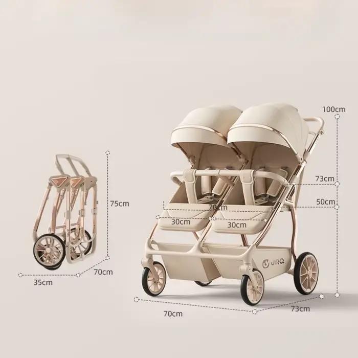 2025 nouvelle poussette bébé jumeau haute vue peut s'asseoir ou s'allonger poussette bébé légère pli