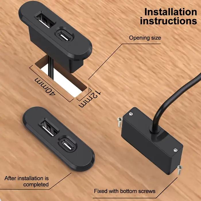 Bureau intégré prise USB meubles bureau Portable double USB prise de charge ordinateur bureau meuble