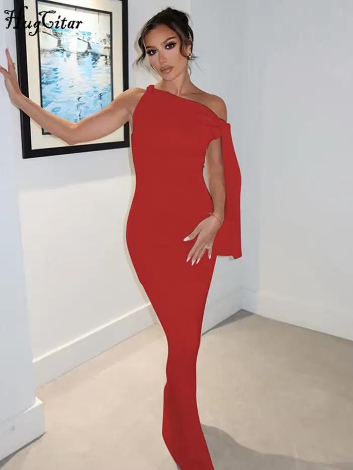 Hugcitar mode solide col rond sans manches Patchwork Sexy moulante Maxi robe de bal été femmes vêtem