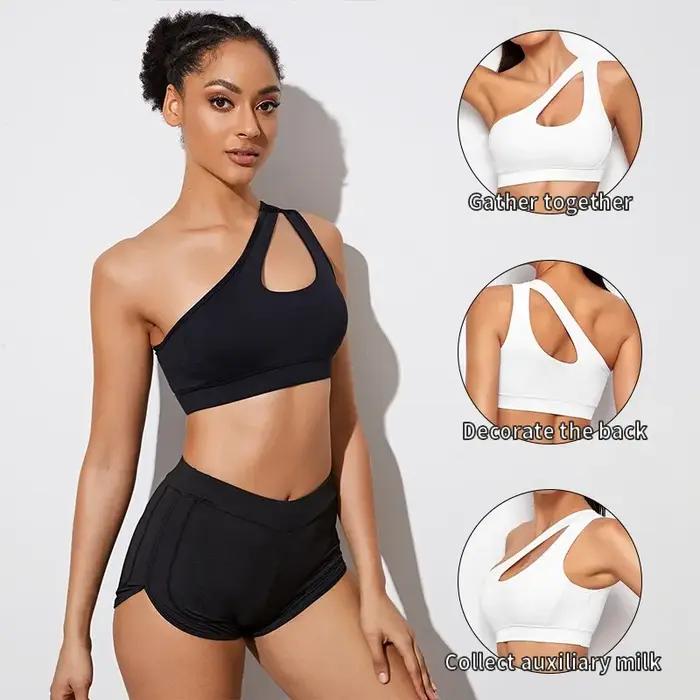Soutien-gorge push-up antichoc sport femme - Brassière fitness yoga course - Noir blanc sexy maintien