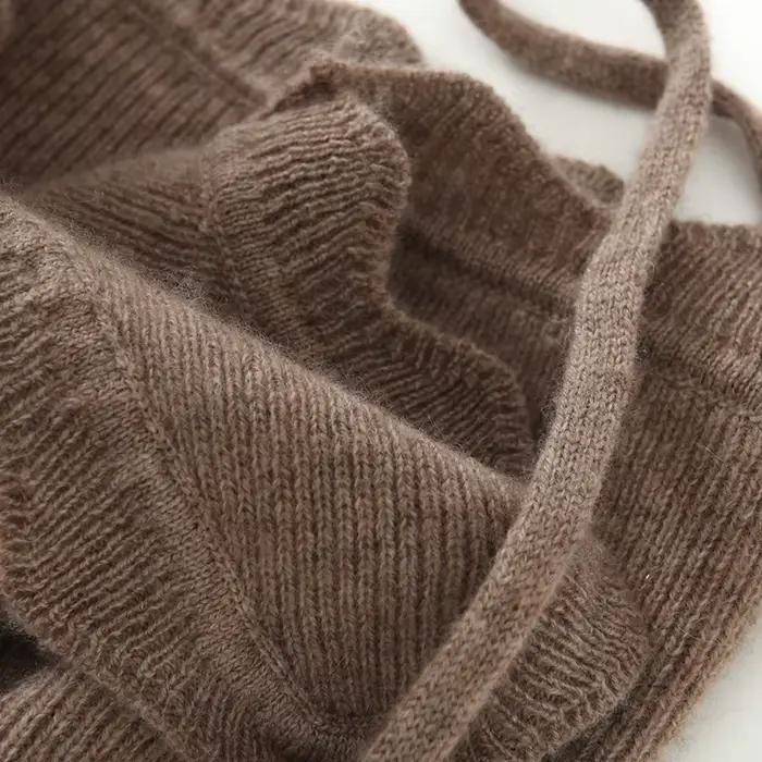 2025 été 100% chèvre cachemire bretelles femmes tricoté cachemire col en v pulls hauts à la mode vêt