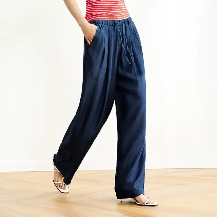 Semir taille élastique Denim pantalon femmes drapé ajustement 2025 été nouveau refroidissement jambe