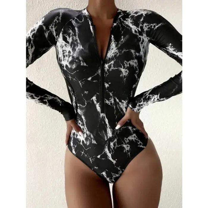 Maillot de bain une pièce pour le sport, le surf, manches longues, vêtements de bain 2026, nouveau b