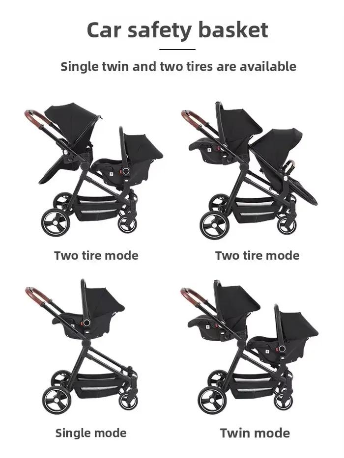 NOUVEAUX poussettes légères multifonctions pour jumeaux Poussettes pour deux enfants à bord landau 2