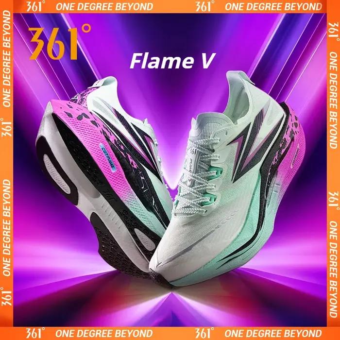 361 degrés flamme 5 chaussures de course pour hommes plaque de carbone respirant Stable rebond Gripp