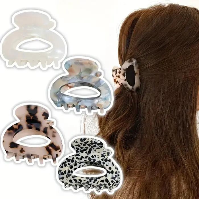 Pince à cheveux ovale élégante et douce pour femmes, accessoires pour cheveux à poignée sécurisée, q