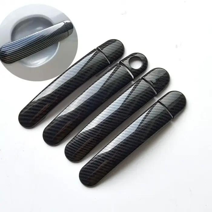Couvercle de poignée de porte de voiture en Fiber de carbone chromé, autocollant pour VW Golf 5 MK5