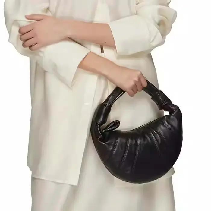 Nouveau modèle 2026 : Sac croissant sous le bras en peau de mouton, mini sac croissant porte-bonheur