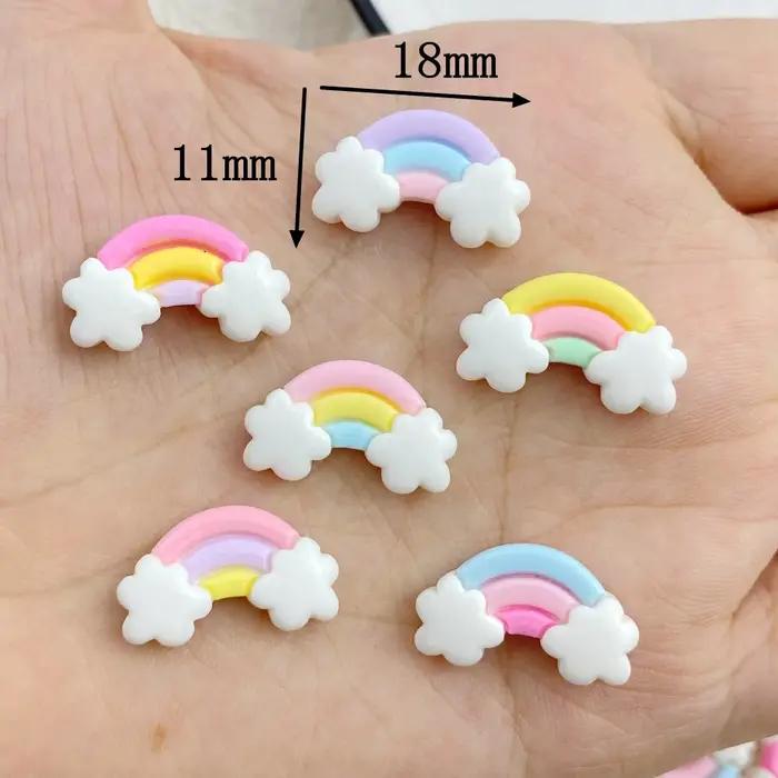 Mini arc-en-ciel en résine coloré, dos plat, embellissements pour nœuds de cheveux, accessoires de m
