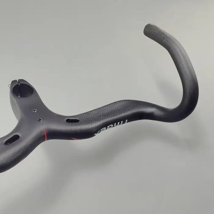 Guidon de vélo en carbone guidon intégré barres de poignée de vélo de route 3k mat ultraléger en Fib