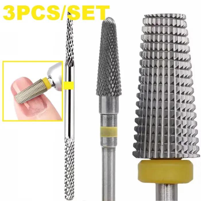 1 pièce/3 pièces en acier au tungstène de qualité professionnelle avec foret à ongles en diamant emb