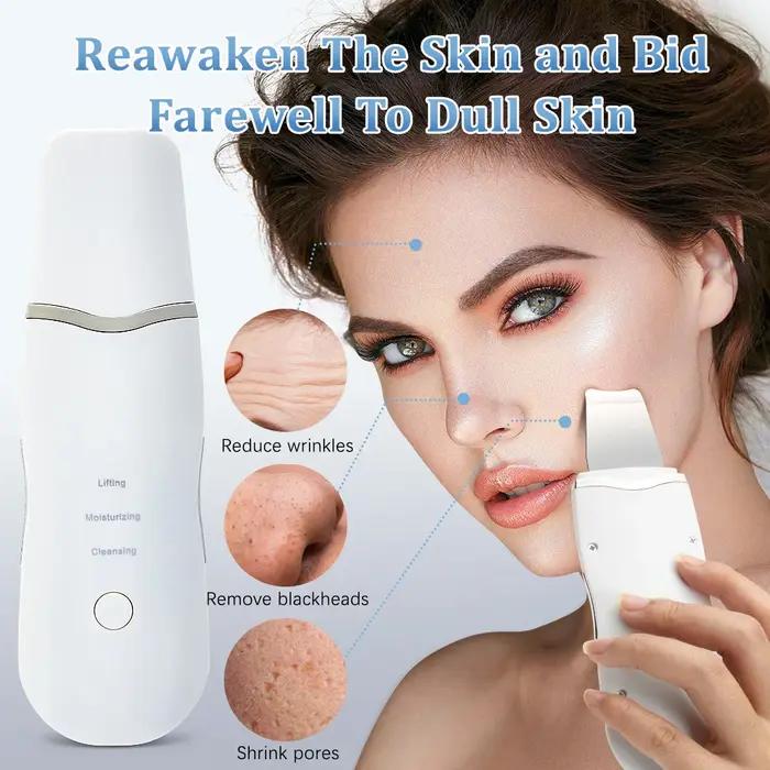 Épurateur de peau électrique à ultrasons, vibration du visage, spatule, épluchage, dissolvant de poi