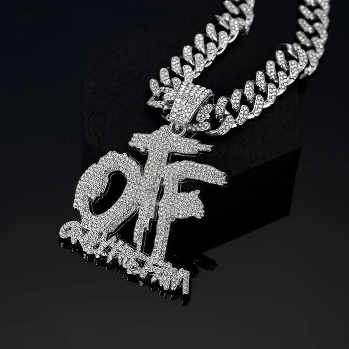 Collier chaîne cubaine avec pendentif lettre anglaise OTF, mode Hip Hop, adapté à un usage quotidien
