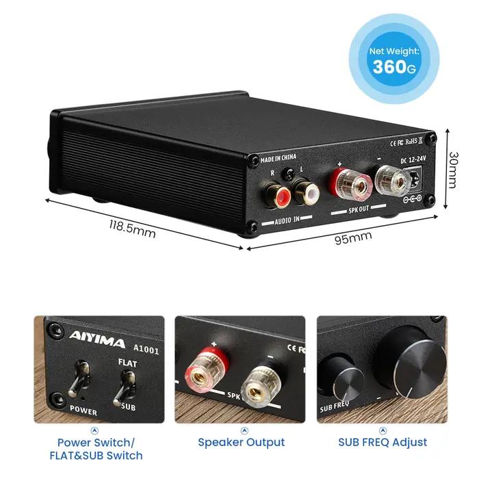 Amplificateur de subwoofer AIYIMA A1001 100W, amplificateur de puissance TPA3116, amplificateur de s
