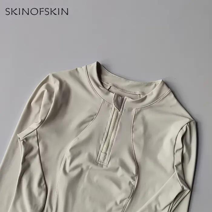 Haut de fitness pour femmes avec fermeture éclair - T-shirt sport amincissant à séchage rapide