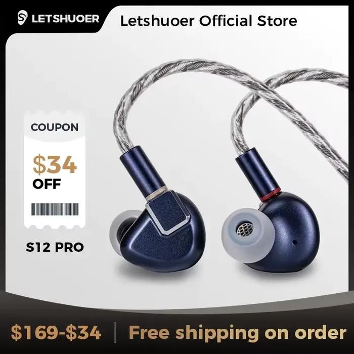 Écouteurs intra-auriculaires filaires Hi-Fi Letshuoer S12 PRO avec transducteur magnétique planaire