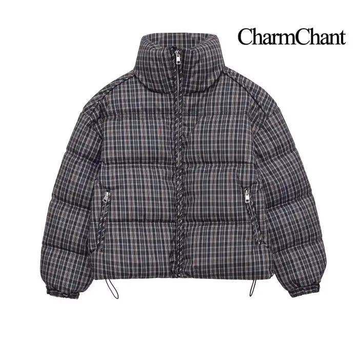 CharmChant col montant Plaid doudoune pour femmes hiver 2025 rembourrage manteau femme nouveau en ma