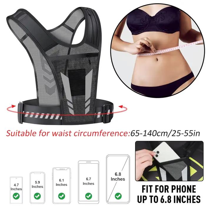 Gilet de course réfléchissant avec support pour téléphone et poche pour clés | Sangle réglable pou
