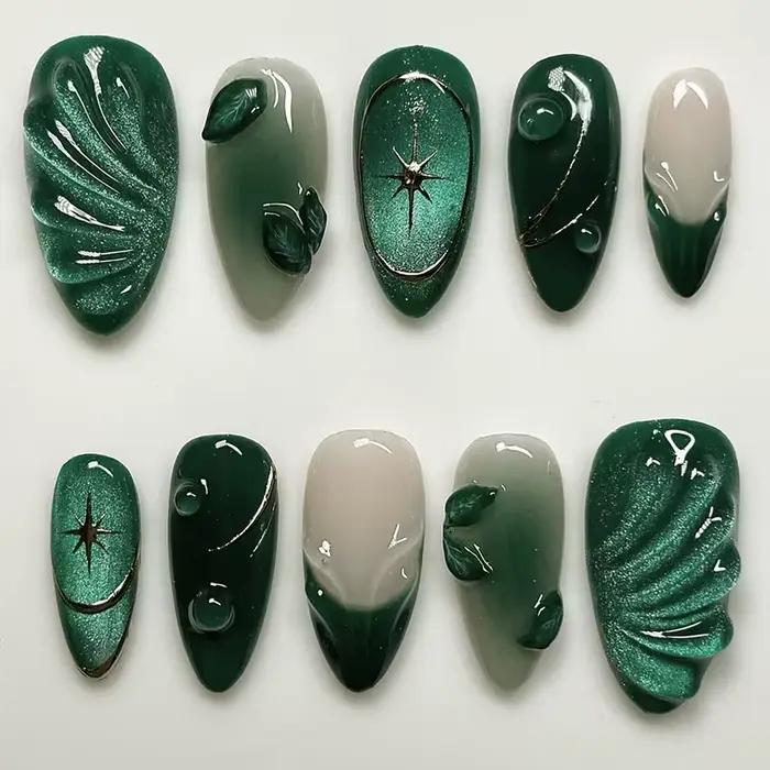 24 pièces doux Cool français faux ongles patchs Vintage Y2k faux ongles 3D cerise conception Nail Ar