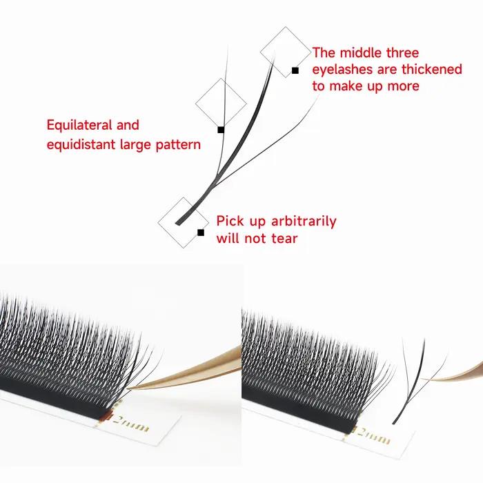 XIUSUZAKI 3D W trois cœurs Triple conseils cils W forme Extensions de cils Blister naturel préfabriq