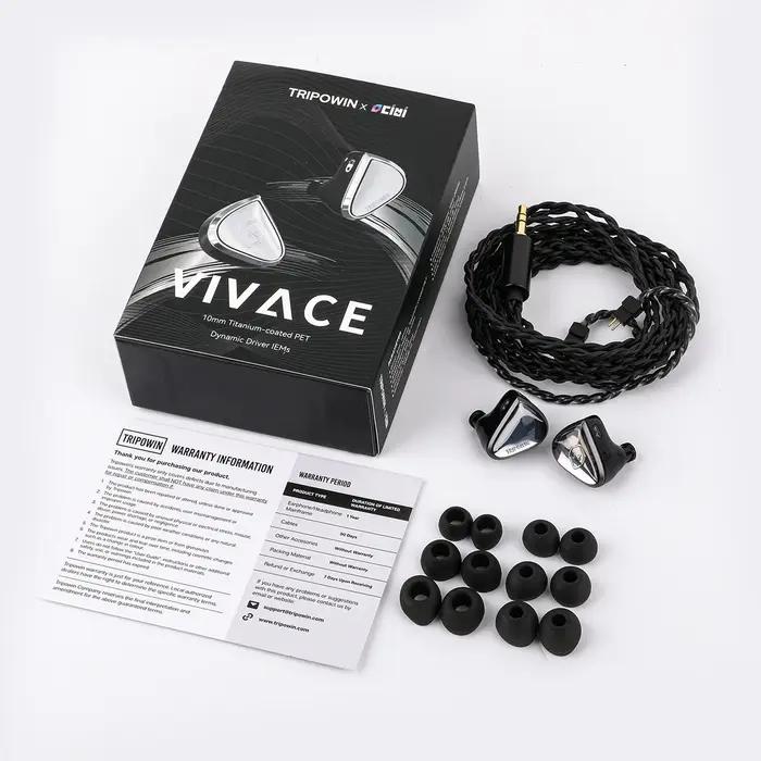 Tripowin x 0DiBi: Vivace 10mm diaphragme en titane pilote dynamique IEM Hifi écouteurs avec câble Au