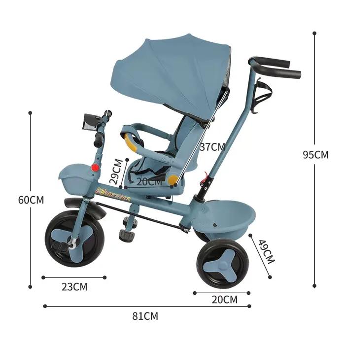 Tricycle à partir de 10 mois, Tricycle pour enfants, siège rotatif, auvent pliable avec parasol, por