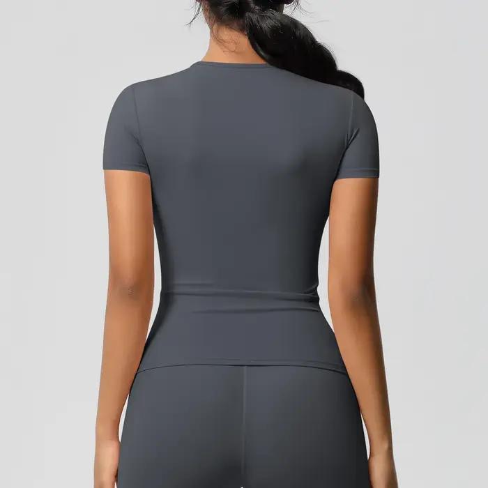Haut de sport femme coupe sèche respirant t shirt fitness élastique gymnase vêtements entraînement extérieur décontracté pour yoga pilates musculation activités physiques sorties quotidiennes