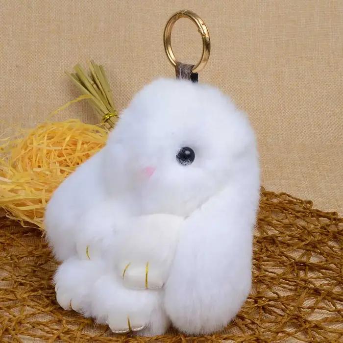 LFPU véritable lapin pendentif porte-clés réel Rex lapin forme fourrure porte-clés moelleux sac voit