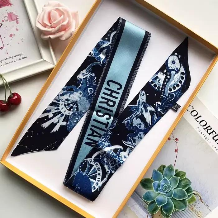 Nouvelle mode Luxry Design femmes ruban de soie sergé écharpe cheveux Bandana sac à main poignée Wra
