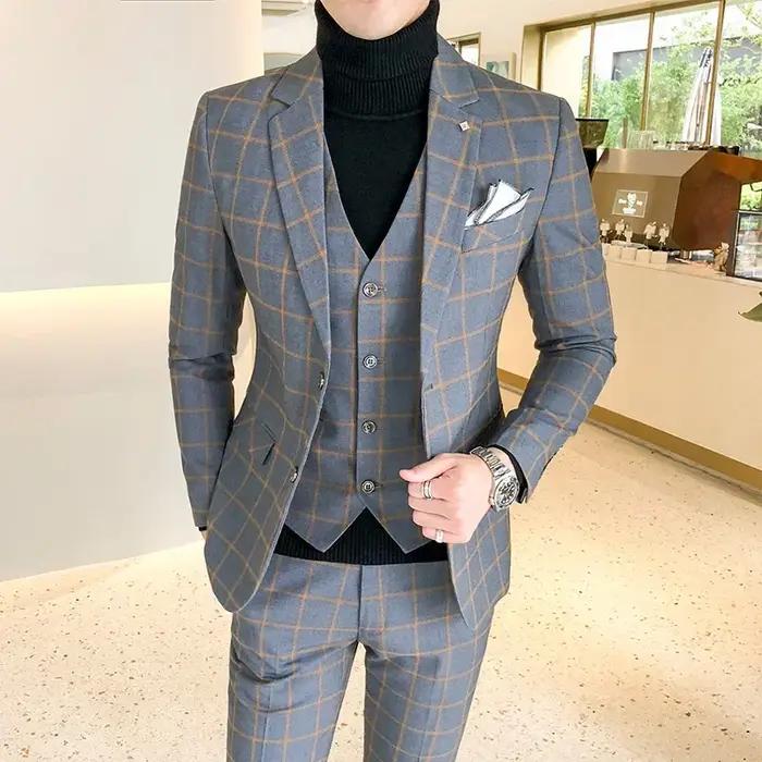 Ensemble de blazer et pantalon émaillé pour hommes, costume de performance, robe de mariée du marié,