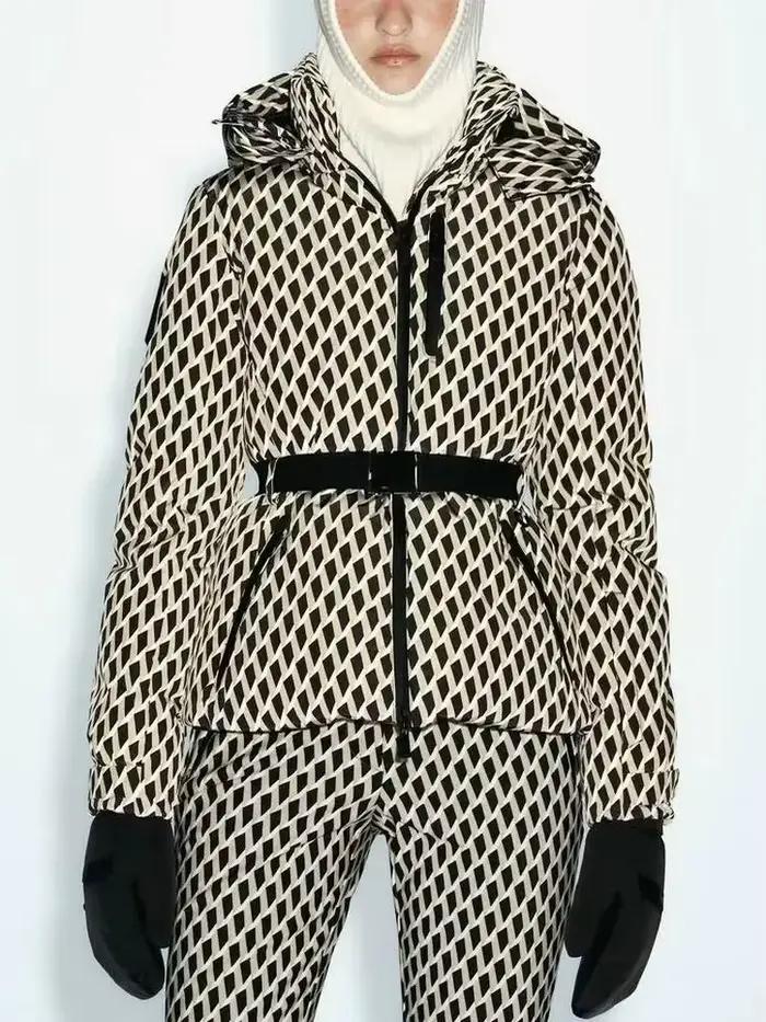 Manteaux Parkas de Sport rembourrés à capuche pour femmes, taille haute, avec ceinture, élégants, ép