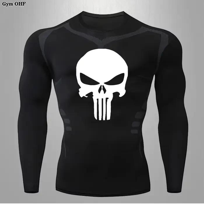 T-shirt compression homme coupe sèche - Fitness gym football - Rashguard extensible musculation