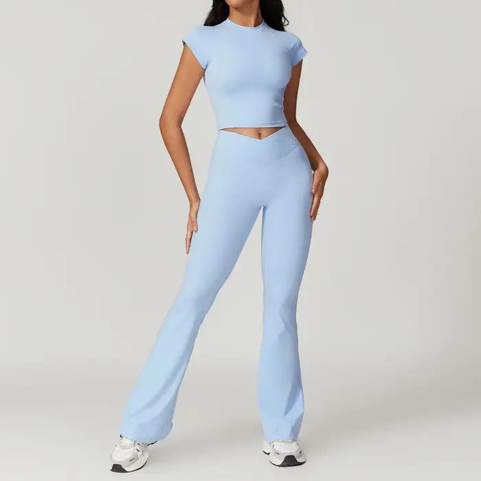 Ensemble de Yoga 2 pièces, vêtements de sport, combinaisons de Yoga pour femmes, Fitness, manches co