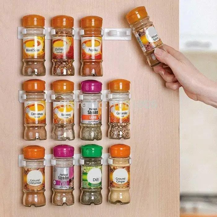Pince murale en plastique pour épices, rangement de cuisine à domicile, ingrédients T1, accessoires