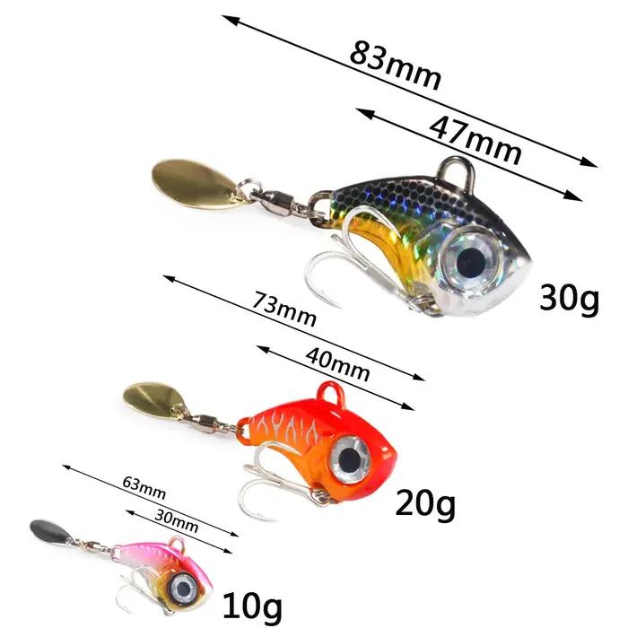 Wobble rotatif métal VIB Vibration appât Spinner cuillère gabarit leurres de pêche 10g 20g 30g appât