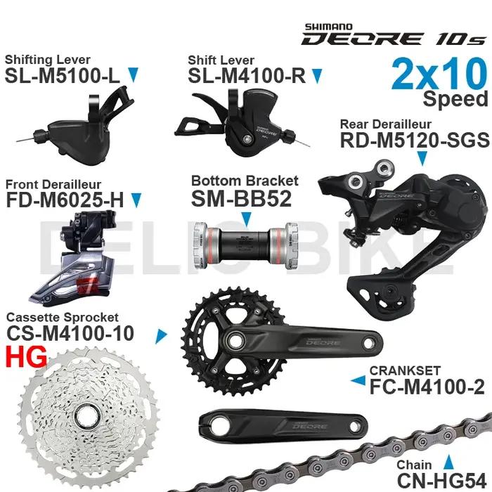 SHIMANO DEORE – ensemble de vitesses 2x10 rapports, dérailleur avant/arrière, pédalier, chaîne et su
