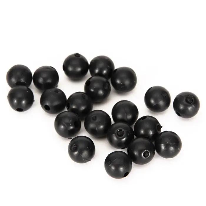 Lot de 100 perles de pêche de 3mm à 8mm, bouchon d'espace noir rond, haricots durs souples, leurres