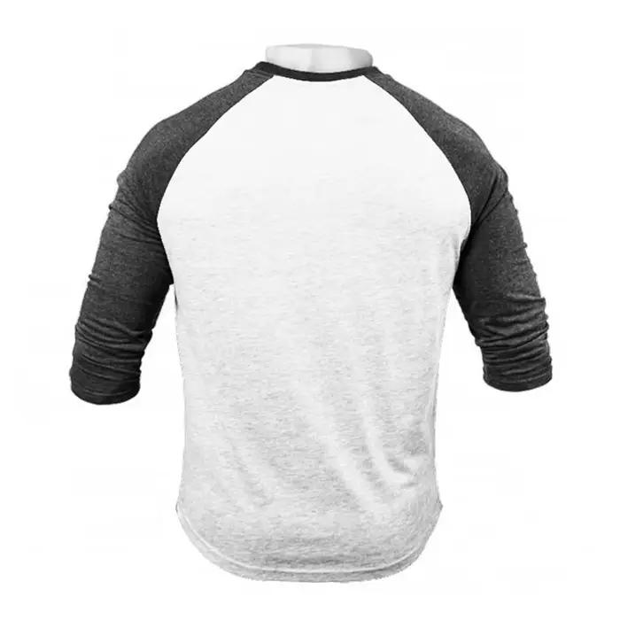 Tshirt de sport homme manches trois quarts coton marque vêtement course entraînementextérieur occasionnels