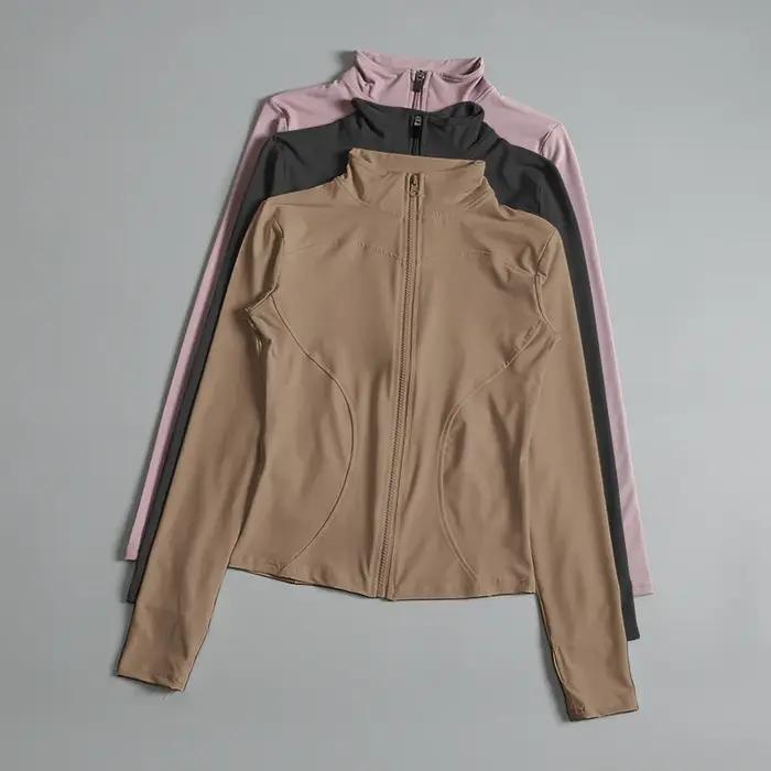 Femmes Zip Fitness Yoga chemise à manches longues veste de sport haut de sport vêtements de sport ma