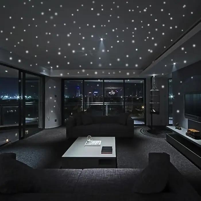 Autocollants muraux fluorescents, Point étoile lumineux 3D brillant 407 Gypsophila Bar fête, décorat