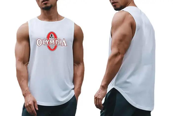 Vêtements de fitness en maille à séchage rapide pour hommes, chemises de musculation, chemise de cou