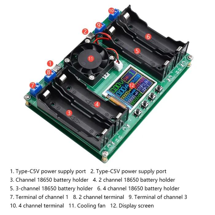 Testeur de capacité de batterie avec écran LCD 2Ch 4CH MAh MWh, détecteur numérique de puissance de