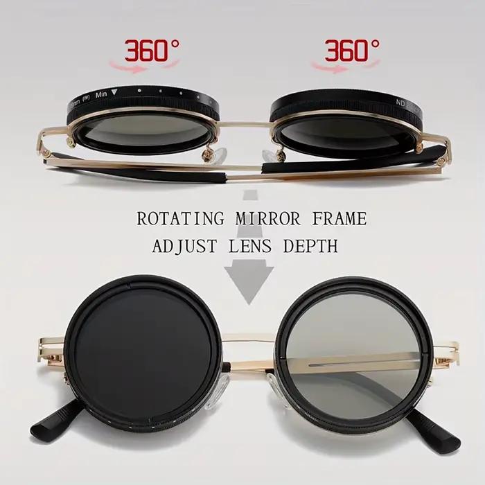 SHAUNA rétro métal rond Punk ND9 niveaux réglable gradation lunettes de soleil femmes polarisées UV4