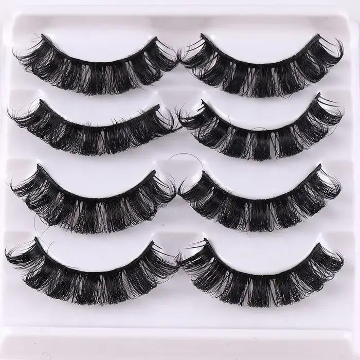 4 paires de cils à bande russe cils de vison moelleux faux cils 3D cils de Volume russe faux cils
