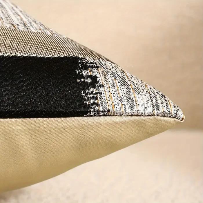 Housse de coussin en soie dorée, 100% Polyester, 1 pièce, quatre saisons, avec motif géométrique en