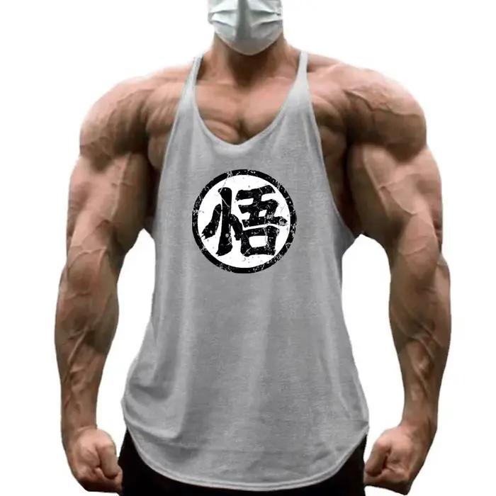 Gym Fitness musculation bretelles T-Shirt hommes mode impression Sport sans manches gilets été coton