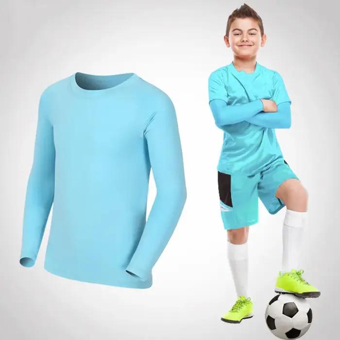 T-shirt de compression pour enfants longue durée modern design sportif course basket-ball football enfants garçon fille ajustement parfait matériaux respirants circulation sanguine améliorée récupération après effort