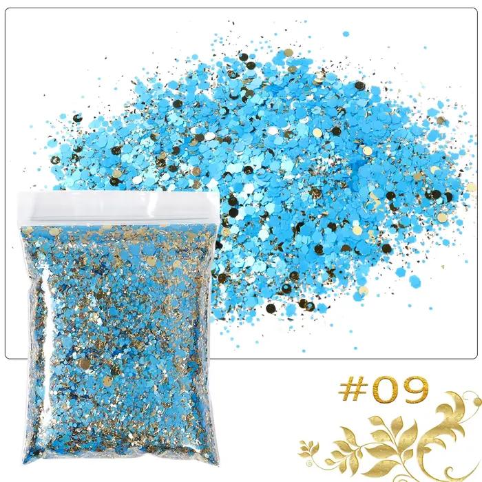 50 g/sac holographique gros paillettes princesse série or cosmétique artisanat paillettes pour résin