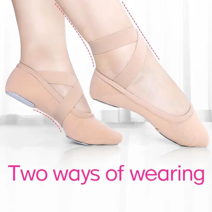 Femme chaussures de Ballet ballerines chaussures enfants pantoufles de danse filles élastique doux c